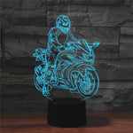 Lampada da tavolo con luce di visione a LED colorata 3D a forma di moto, versione touch di ricarica, Charging Touch Version