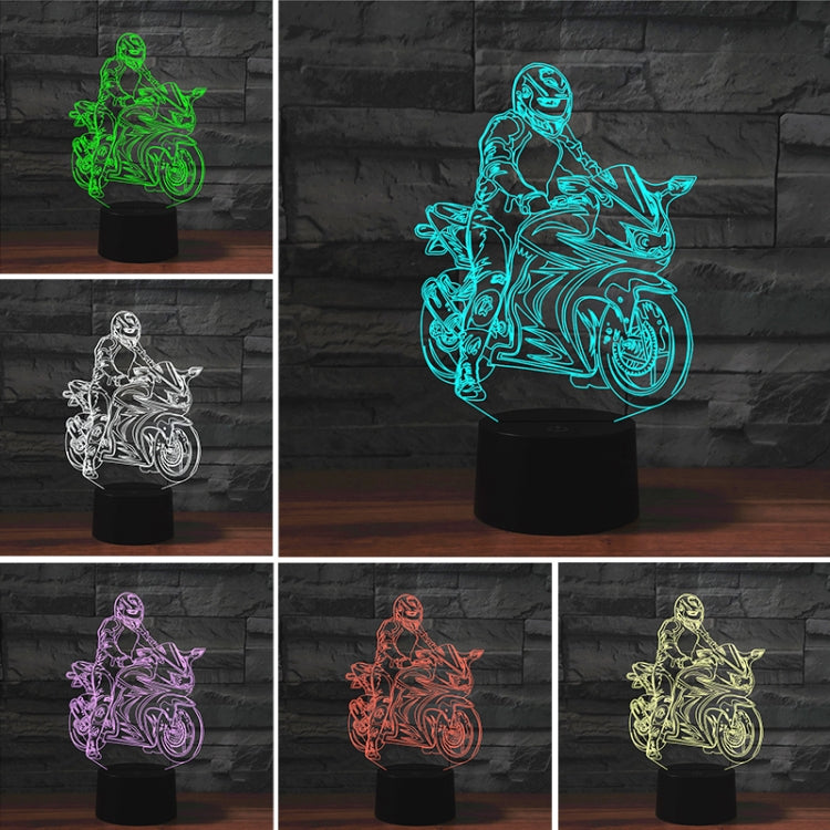 Lampada da tavolo con luce di visione a LED colorata 3D a forma di moto, versione touch di ricarica, Charging Touch Version