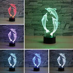 Lampada da tavolo con luce di visione a LED colorata 3D a forma di tre delfini, versione con telecomando a 16 colori, 16 Colors Remote Control Version