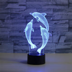 Lampada da tavolo LED 3D tre delfini USB e batteria