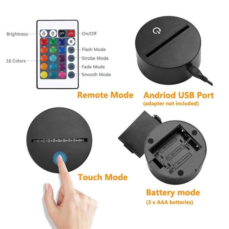 Lampada da tavolo LED 3D tre delfini USB e batteria