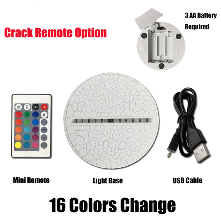 Lampada da tavolo con luce di visione a LED colorata 3D a forma di tre delfini, versione con telecomando crack, Crack Remote Control Version