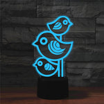 Lampada da tavolo con luce di visione a LED colorata 3D a forma di tre uccelli, versione con telecomando a 16 colori, 16 Colors Remote Control Version