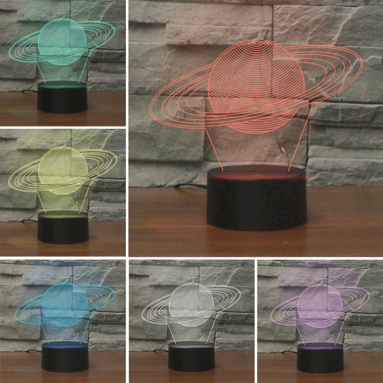 Lampada da tavolo con luce di visione a LED colorata 3D a forma di Saturno, versione Crack Touch, Crack Touch Version