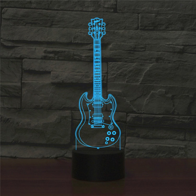 Lampada da tavolo con luce di visione a LED colorata 3D a forma di chitarra a cinque corde, versione con telecomando a 16 colori, 16 Colors Remote Control Version