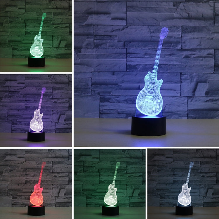 Lampada da tavolo con luce di visione a LED colorata 3D a forma di chitarra, versione con telecomando a 16 colori, 16 Colors Remote Control Version