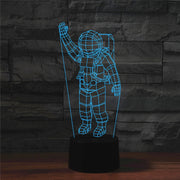 Lampada da tavolo LED 3D a forma di astronauta multicolore