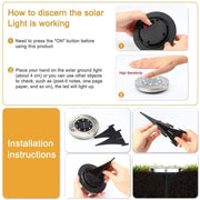 Lampada da terra solare 12 LED impermeabile IP65