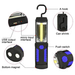 Luce portatile da lavoro di emergenza portatile con ricarica USB multifunzione da 400 LM con gancio magnetico e girevole a 360 gradi