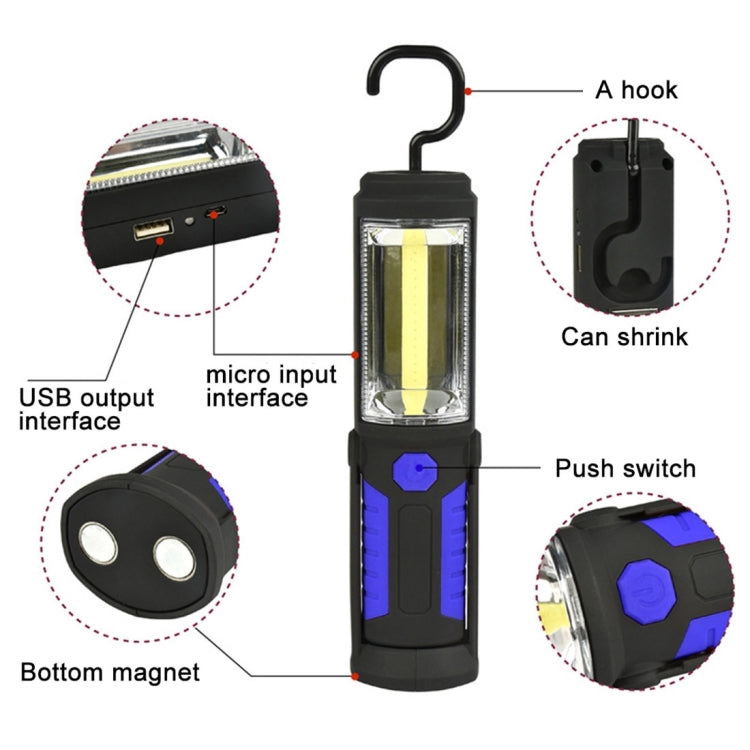 Luce portatile da lavoro di emergenza portatile con ricarica USB multifunzione da 400 LM con gancio magnetico e girevole a 360 gradi