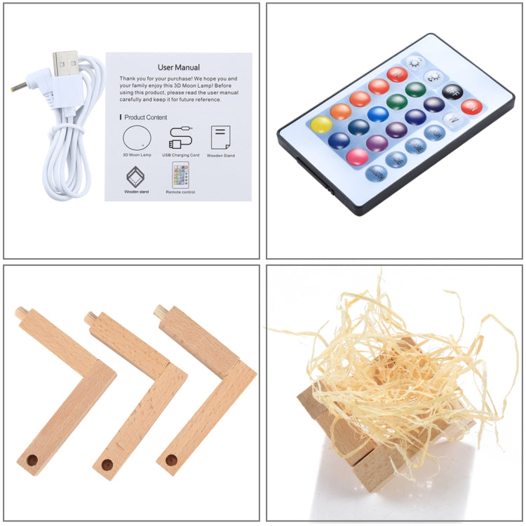 Luce notturna a risparmio energetico LED con ricarica USB a 16 colori cangianti con base di supporto in legno e telecomando, Touch with Remote Control 16-color(8cm)
