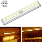 0.8W 10 LED Luce bianca calda Schermo stretto Sensore di luce intelligente per il corpo umano Luce per armadio a LED per corridoio, Versione di ricarica USB, 0.8W 10 LEDs Warm White