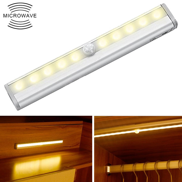0.8W 10 LED Luce bianca calda Schermo stretto Sensore di luce intelligente per il corpo umano Luce per armadio a LED per corridoio, Versione di ricarica USB, 0.8W 10 LEDs Warm White