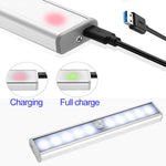 0.8W 10 LED Luce bianca calda Schermo stretto Sensore di luce intelligente per il corpo umano Luce per armadio a LED per corridoio, Versione di ricarica USB, 0.8W 10 LEDs Warm White