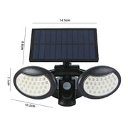 Lampione solare da cortile doppia testa 56 LED IP65