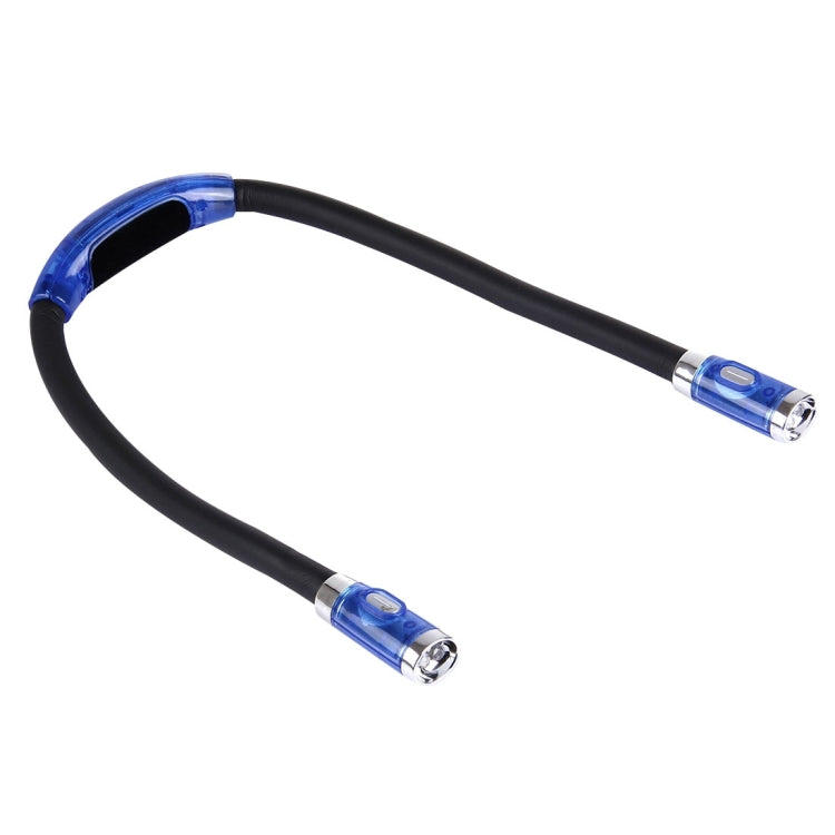 Torcia stereo creativa a doppia testa con collo a mani libere, lampada da lavoro, lampada automatica con 4 luci a LED e impugnatura in gomma morbida