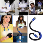Torcia stereo creativa a doppia testa con collo a mani libere, lampada da lavoro, lampada automatica con 4 luci a LED e impugnatura in gomma morbida
