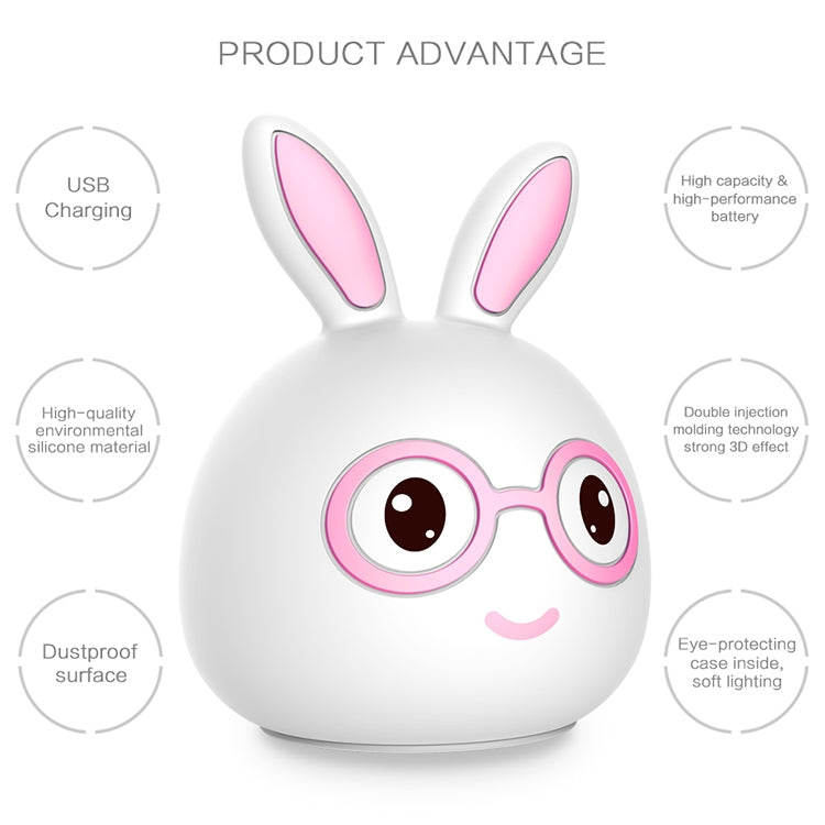 Luce notturna decorativa a LED 3D Happy Rabbit Creative Touch, versione con ricarica USB