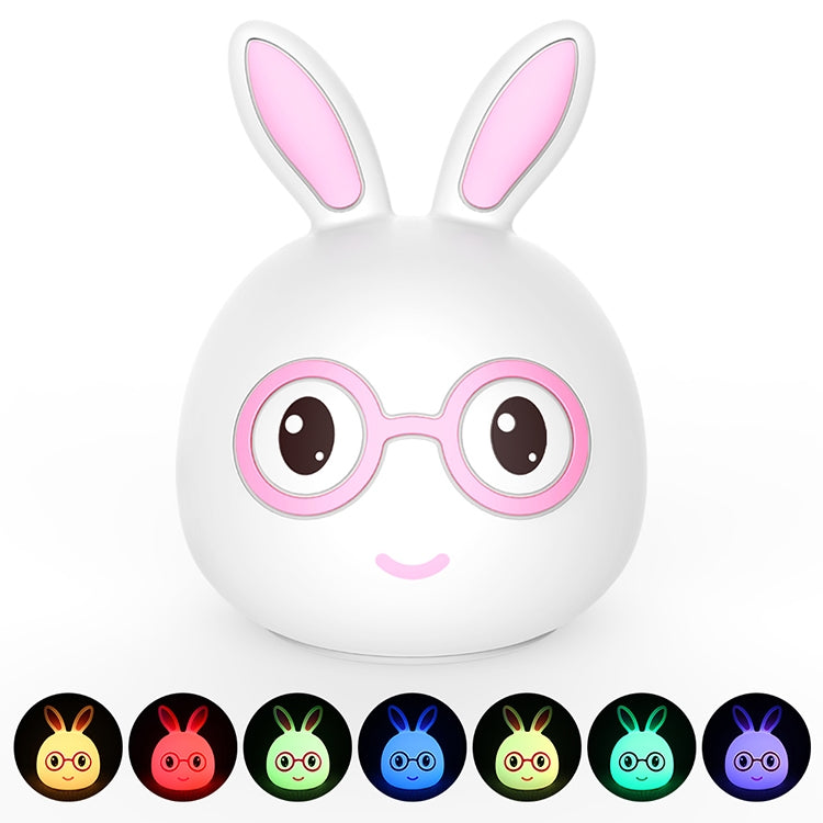Luce notturna decorativa a LED 3D Creative Touch con coniglio sorridente, versione con ricarica USB, USB Charging Version (Pink), USB Charging Version (Blue)