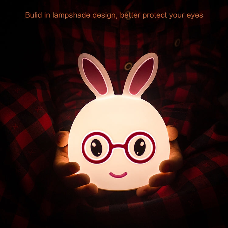 Luce notturna decorativa a LED 3D Creative Touch con coniglio sorridente, versione con ricarica USB, USB Charging Version (Pink), USB Charging Version (Blue)
