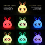 Luce notturna decorativa a LED 3D Creative Touch con coniglio sorridente, versione con ricarica USB, USB Charging Version (Pink), USB Charging Version (Blue)