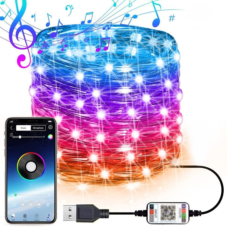 Decorazione natalizia Stringa di filo di rame RGB Luce Controllo APP mobile Bluetooth, Lunghezza: 10 m 100 LED, 10m 100 LEDs