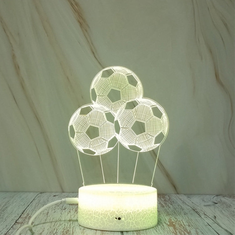 Tre palloni modellano il tocco creativo della crepa che attenua la luce notturna decorativa colorata 3D, Three Footballs Shape