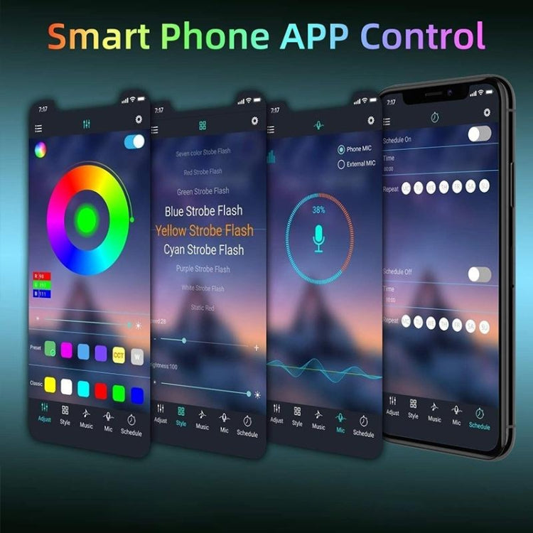 Smart Bluetooth APP Control Bare Board 2835 SMD RGB LED Luce a corda, 60 LED/m, Lunghezza: 5 m, 12 V 2 A 100-240 V, 2835 SMD RGB LED, 5m, Bluetooth APP