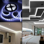 2 pezzi Bare Board 2835 SMD dimmerabile a luce bianca/luce calda LED a corda, 60 LED/m, lunghezza: 5 m, 12 V 2 A 100-240 V, 2835 SMD LED, 5m x 2
