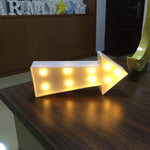 Lampada da tavolo per matrimoni, 2 batterie AA alimentate a batterie, luce notturna, Arrow Sign