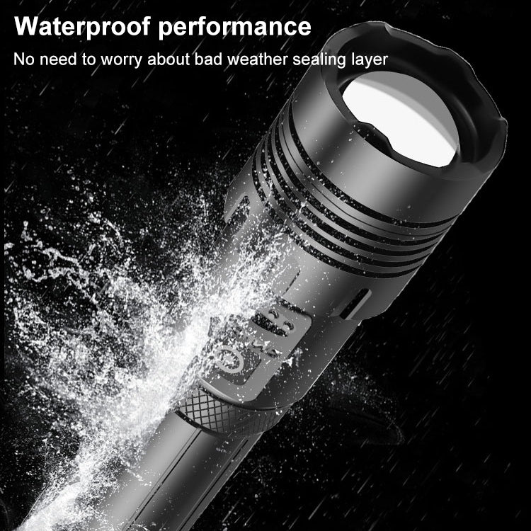 Torcia a LED P70 + COB impermeabile per ricarica micro USB stile corto, supporto display di alimentazione e messa a fuoco telescopica e regolazione della luminosità a 7 livelli, P70