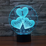 Regalo della novità della lampada da scrivania della lampada stereo visiva creativa con scolorimento a 7 colori, I LOVE YOU Pattern