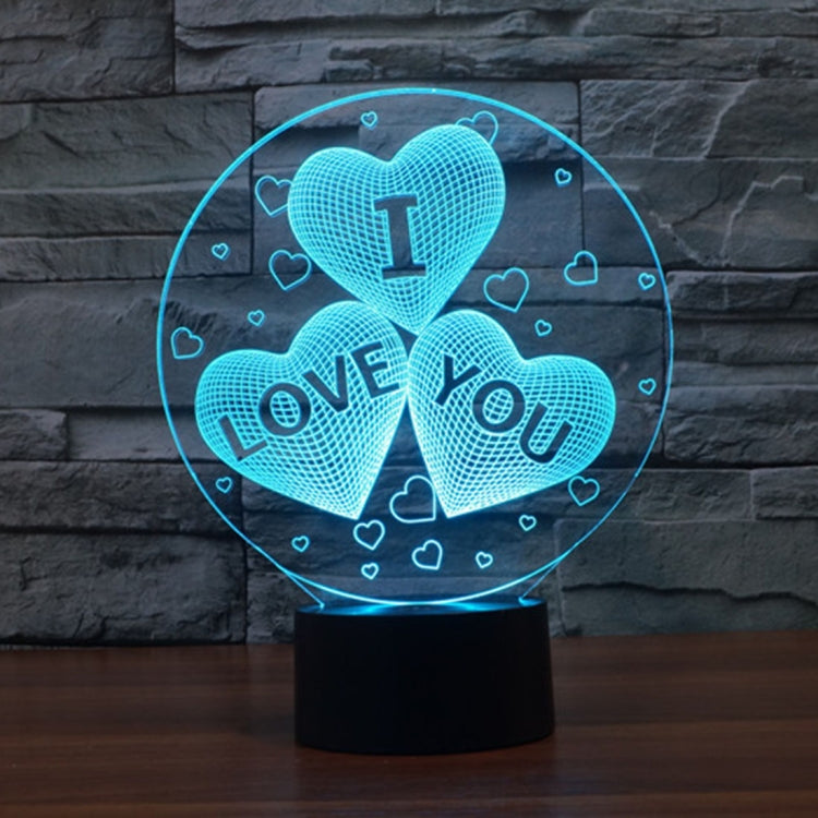 Regalo della novità della lampada da scrivania della lampada stereo visiva creativa con scolorimento a 7 colori, I LOVE YOU Pattern