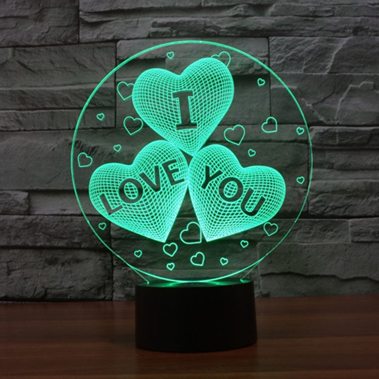 Regalo della novità della lampada da scrivania della lampada stereo visiva creativa con scolorimento a 7 colori, I LOVE YOU Pattern