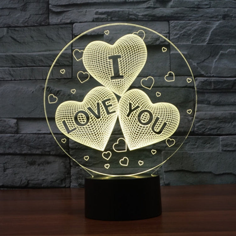 Regalo della novità della lampada da scrivania della lampada stereo visiva creativa con scolorimento a 7 colori, I LOVE YOU Pattern