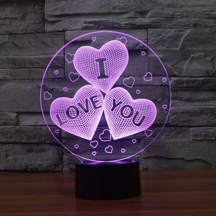 Regalo della novità della lampada da scrivania della lampada stereo visiva creativa con scolorimento a 7 colori, I LOVE YOU Pattern