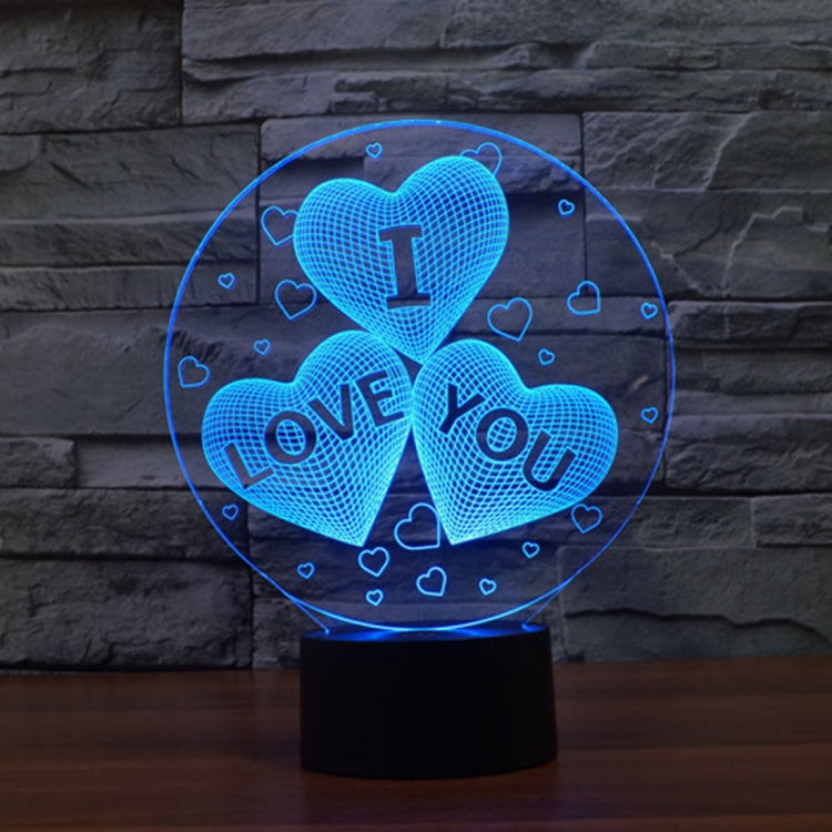 Regalo della novità della lampada da scrivania della lampada stereo visiva creativa con scolorimento a 7 colori, I LOVE YOU Pattern