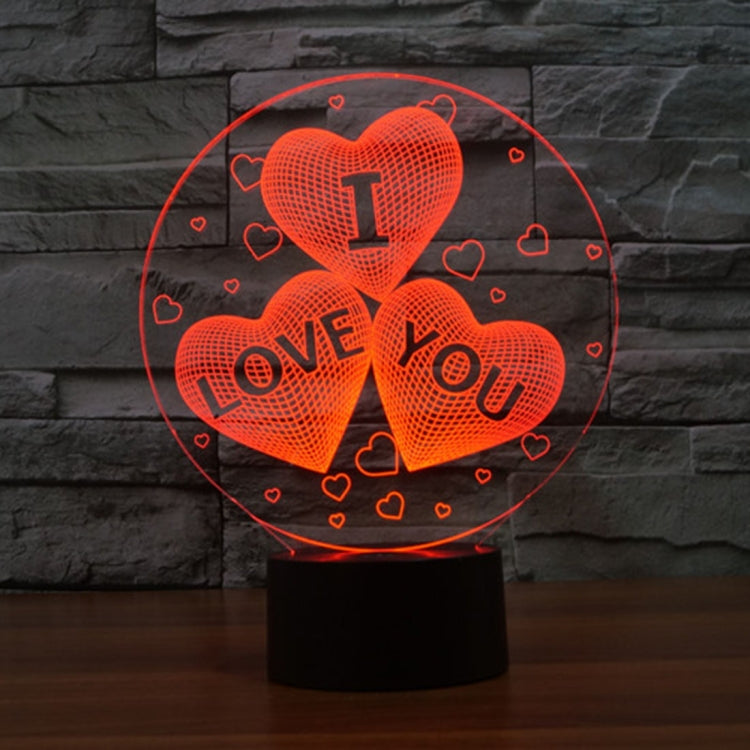 Regalo della novità della lampada da scrivania della lampada stereo visiva creativa con scolorimento a 7 colori, I LOVE YOU Pattern