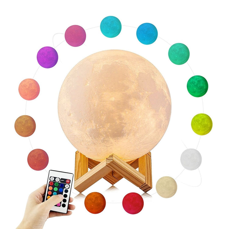 Luce notturna LED dimmerabile a 16 colori con ricarica USB con telecomando e supporto in legno