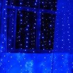 Stringa luminosa per tende da 300 LED con giunto terminale e controller multifunzione e memoria impermeabile, spina europea, CA 220 V, Blue Light EU Plug, Colorful Light EU Plug, White Light EU Plug, Warm White EU Plug
