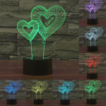 Lampada da scrivania con lampada stereo visiva creativa a 7 colori, luce notturna, Double Heart Balloon Style