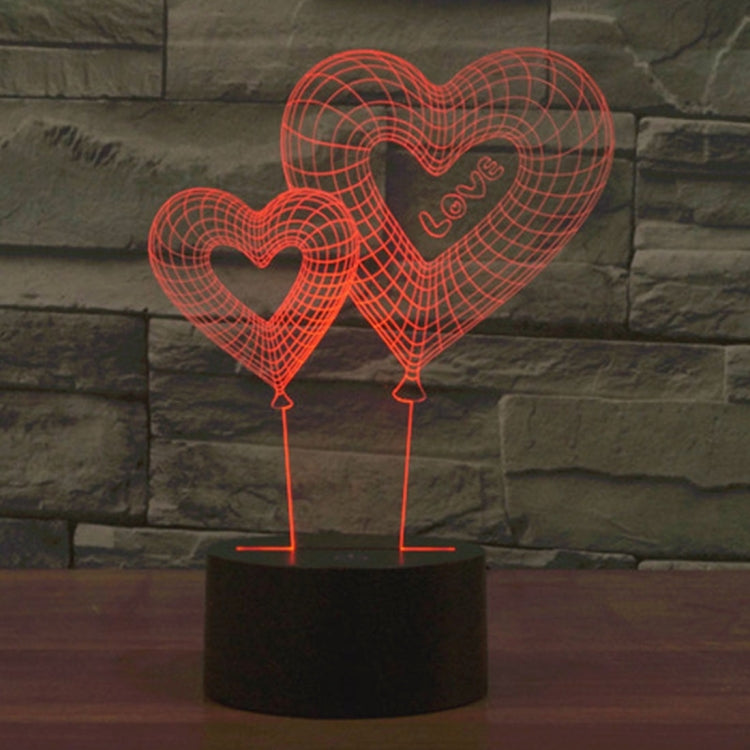 Lampada da scrivania con lampada stereo visiva creativa a 7 colori, luce notturna, Double Heart Balloon Style
