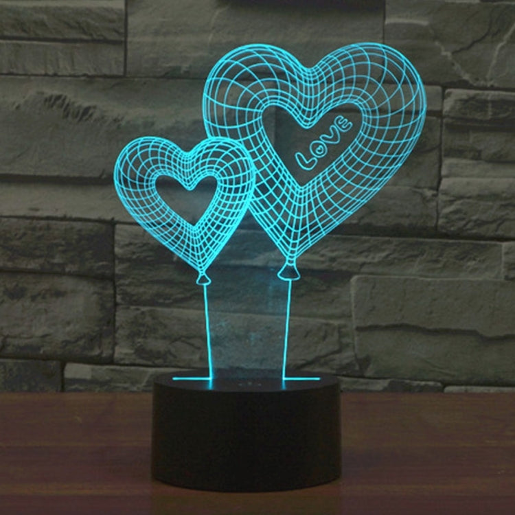 Lampada da scrivania con lampada stereo visiva creativa a 7 colori, luce notturna, Double Heart Balloon Style