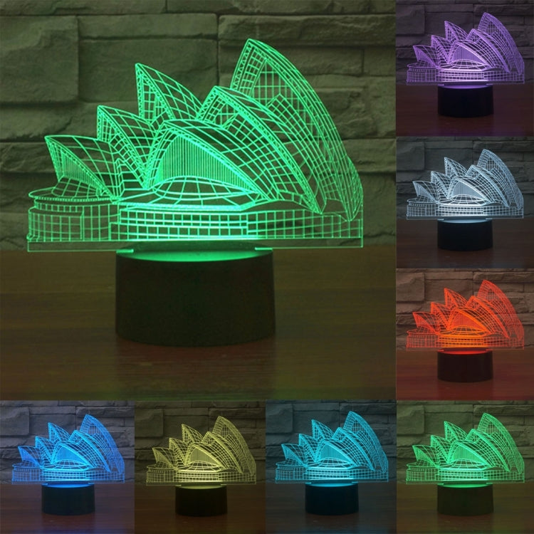 Lampada da scrivania con lampada stereo visiva creativa a 7 colori, luce notturna, Sydney Opera House Style