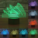 Lampada da scrivania con lampada stereo visiva creativa a 7 colori, luce notturna, Sydney Opera House Style