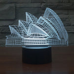 Lampada da scrivania con lampada stereo visiva creativa a 7 colori, luce notturna, Sydney Opera House Style