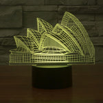 Lampada da scrivania con lampada stereo visiva creativa a 7 colori, luce notturna, Sydney Opera House Style