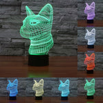 Lampada da scrivania con lampada stereo visiva creativa a 7 colori, luce notturna, Side Face Cat Style