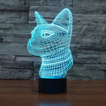 Lampada da scrivania con lampada stereo visiva creativa a 7 colori, luce notturna, Side Face Cat Style