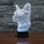 Lampada da scrivania con lampada stereo visiva creativa a 7 colori, luce notturna, Side Face Cat Style